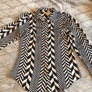 Michael kors navy and white silk dress shirt